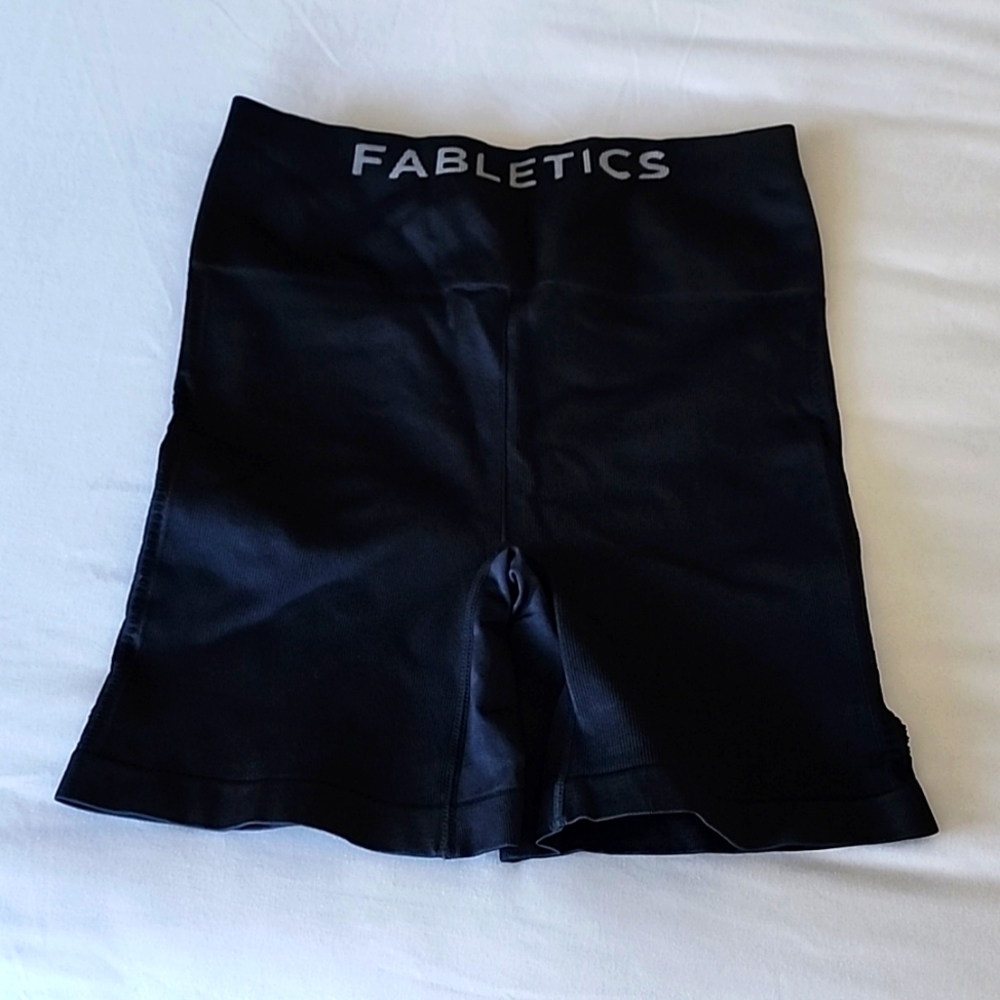 Fabletics black perforated biker shorts